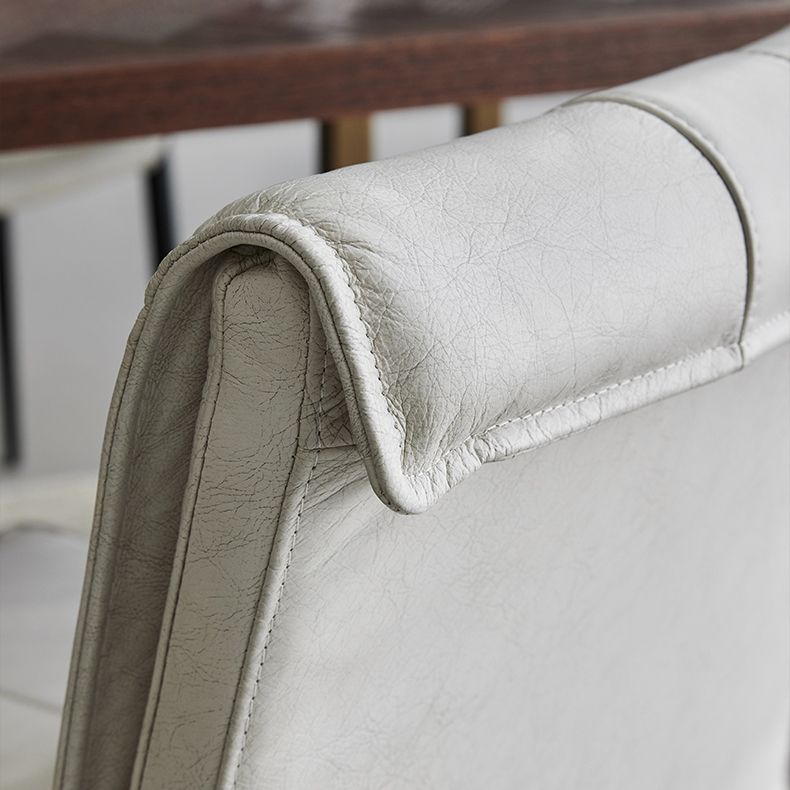 Indoor Leather Upholstered Dining Side Chair Metal Legs Dining Chair