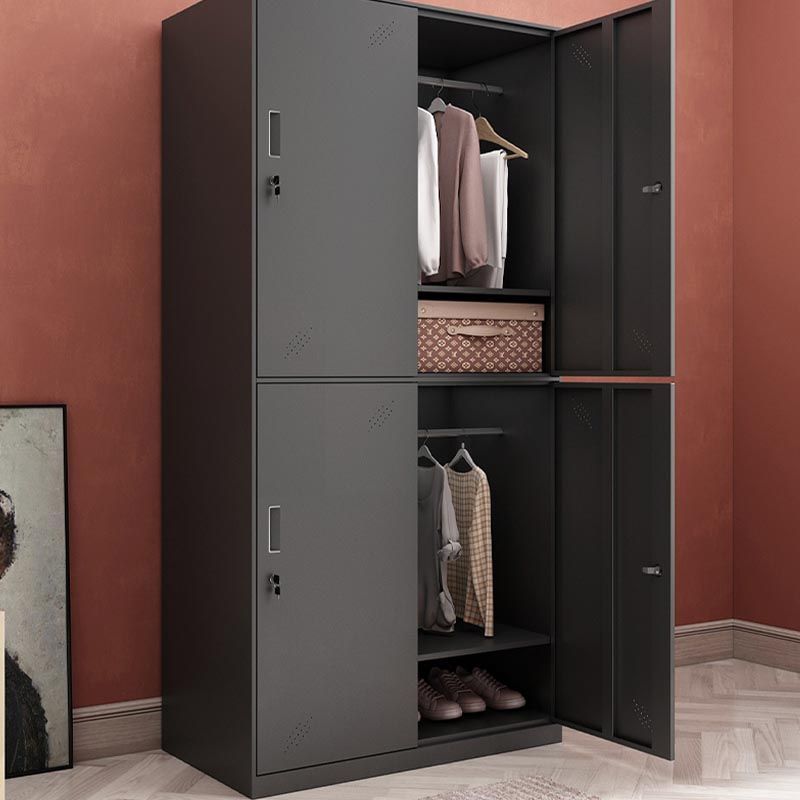 Black Metal Wardrobe Cabinet Contemporary Hinged Wardrobe Armoire