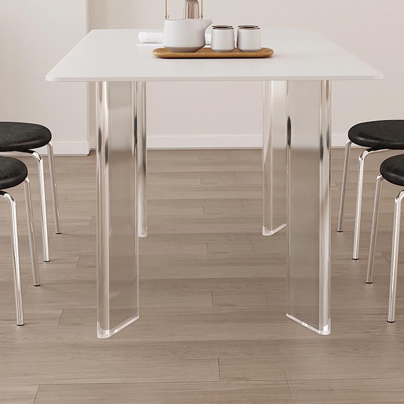 Modern White Dining Set Rectangle 1/2/4/5/7 Stone and Acrylic Pieces Dinette Set