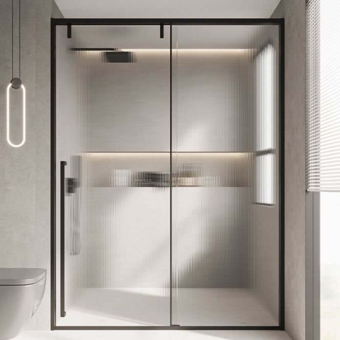 Semi Frameless Stainless Steel Frame Single Sliding Glass Shower Door