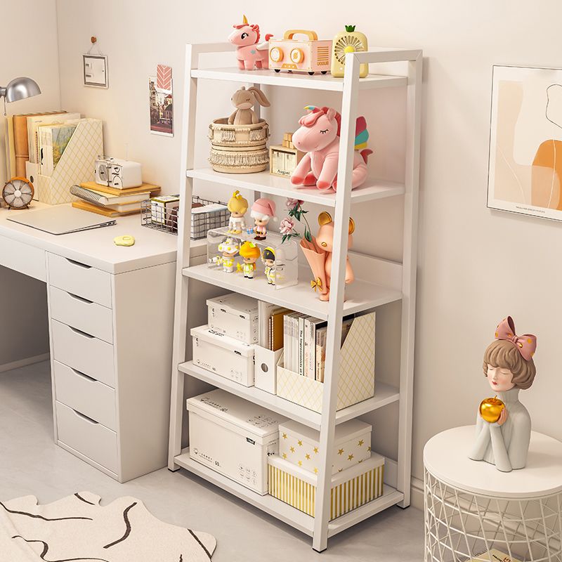 11.81" Wide Ladder Bookshelf Contemporary Metal and Wood Bookcase