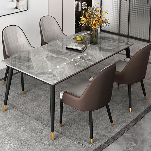 Metal and Slate Table Glam Style Home Rectangular Dining Table