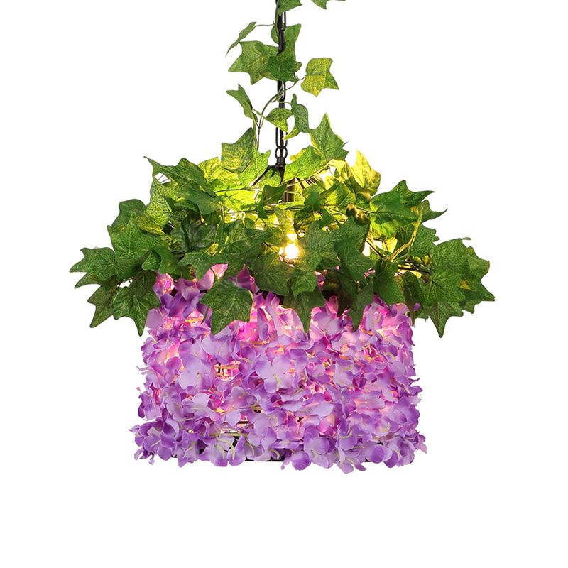 12 cabezas de lámpara de metal iluminación industrial y rosa restaurante de jaula de pájaros de aves de color rosa accesorio de iluminación suspendido con planta deco