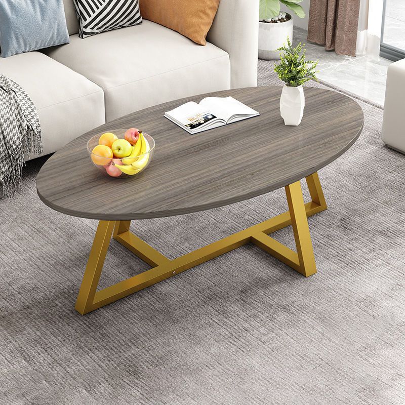 Glass Open Shelf Cocktail Table Oval Minimalist Modern Coffee Table
