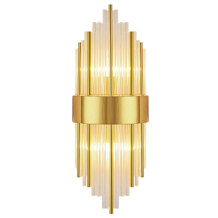 2 Lights Crystal Flush Mount Wall Sconce in Black/Gold Postmodern Sconce Light
