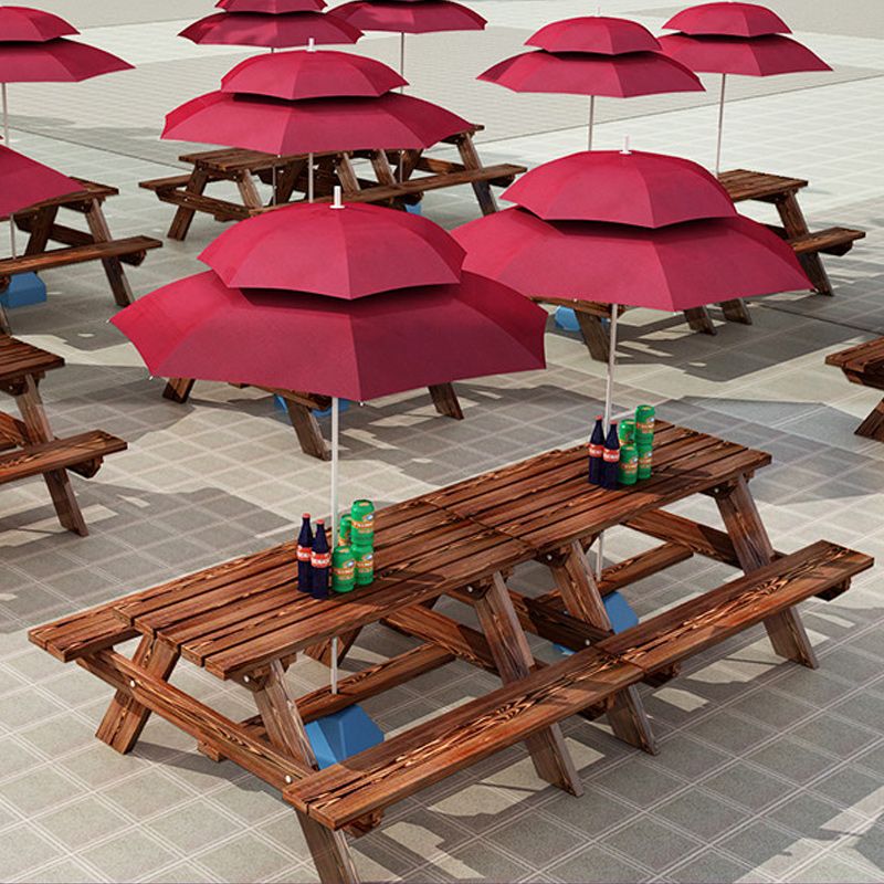 Farmhouse Water Resistant Picnic Table Solid Wood 1.57" Picnic Table