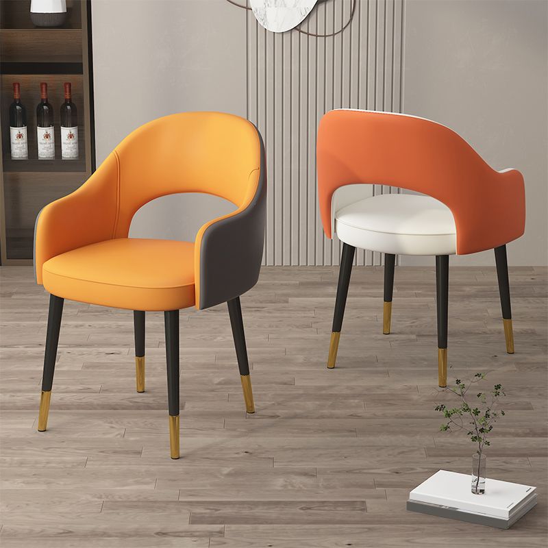 Contemporary Leather Dining Room Chairs Open Back Dining Side Chair for Home Use