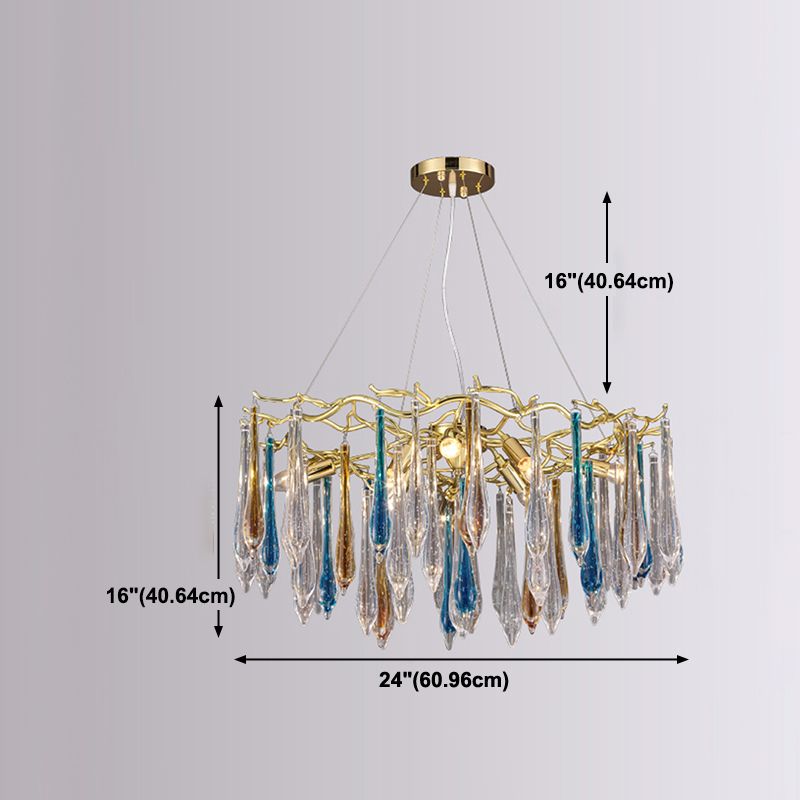 Tränenformform Kristallleuchter modernes Aluminium nach unten -Beleuchtung zum Studium
