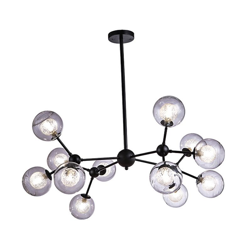Black Branch Hanging Chandelier Light Modern Clear Glass Shade Ceiling Chandelier for Living Room