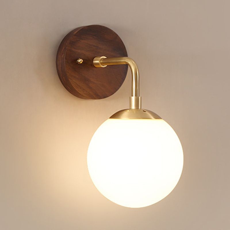 Holzkugel Wandleuchte moderne Stil 1 Licht Wandbeleuchtung Armaturen