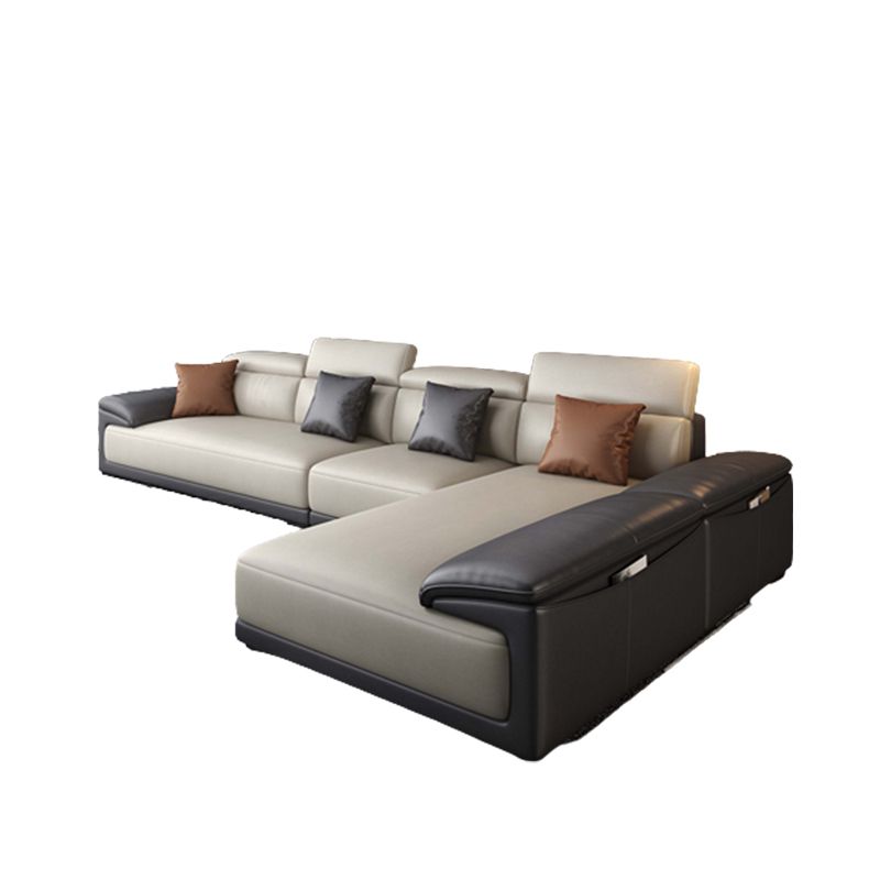 Faux Leather Adjustable Sectional 70"W Contemporary Sectional Sofa with Storage