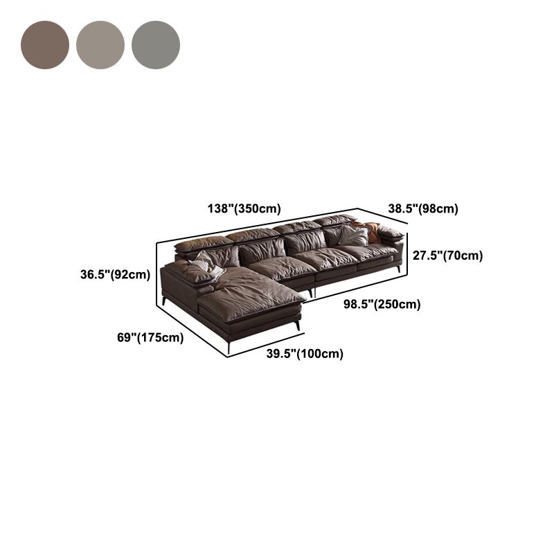 Modern Style Sofa Bed Imitation Leather Material Grey/khaki/coffee Feather Padded Sofa