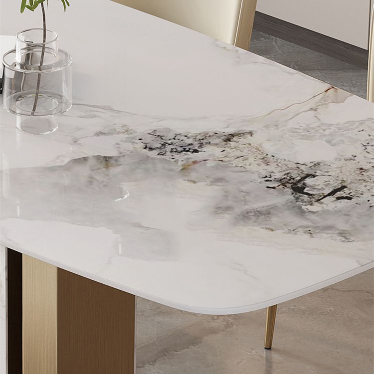 Glam Dining Table Set 1/4/5/7 Pcs Stone Dining Table with Armless Chairs
