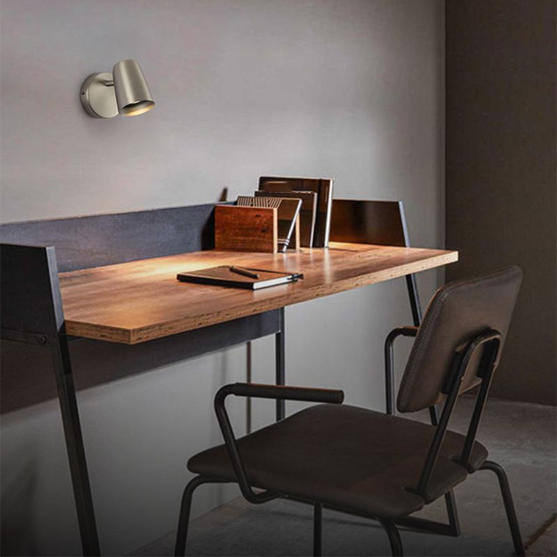 Lámparas de pared de pared de cilindro de metal contemporáneos 1 lámparas de luz de luz en plata