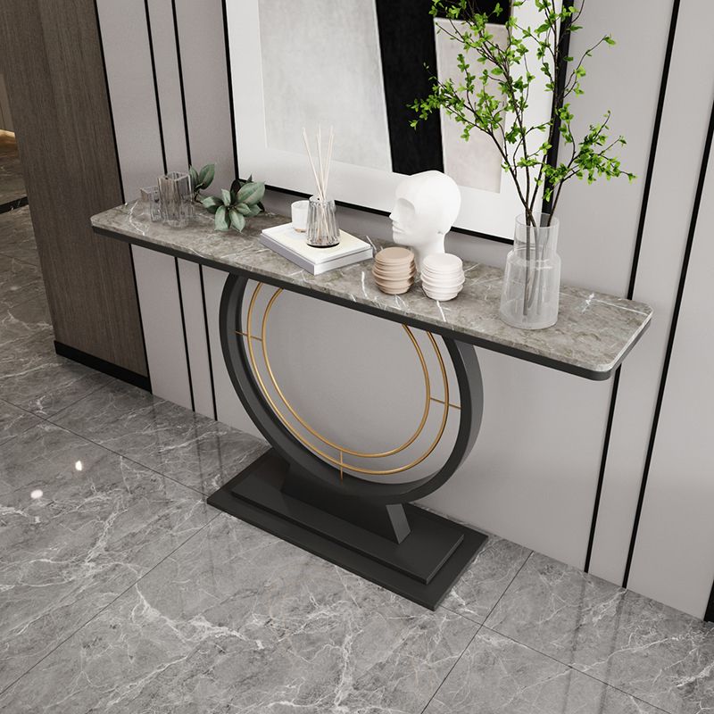 Modern Rectangle Console Accent Table Antique Finish Console Sofa Table in Stone