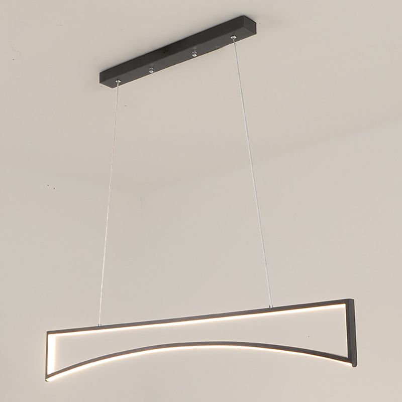 Linear Shape Island Pendant Contemporary Style Metal Single Light Island Light Fixture