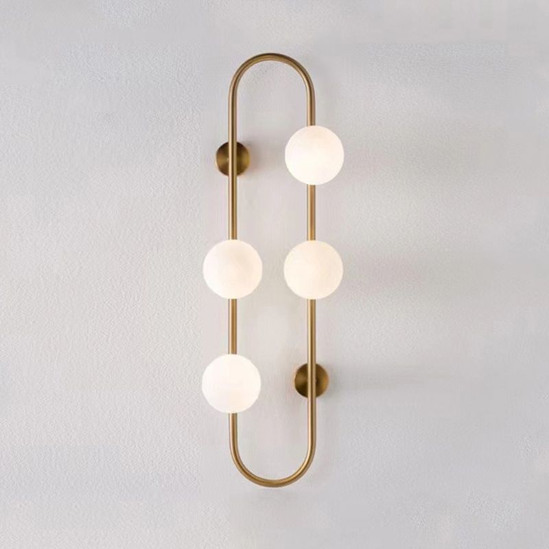 Modern Style Ellipse Shape Wall Light Glass Sconces in Gold for Bedroom