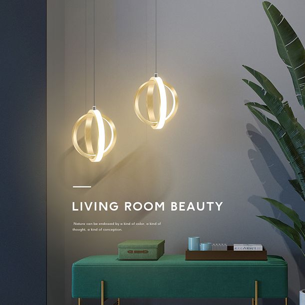 Metal Circles Hanging Pendant Light Minimalist Style LED Suspension Pendant Light