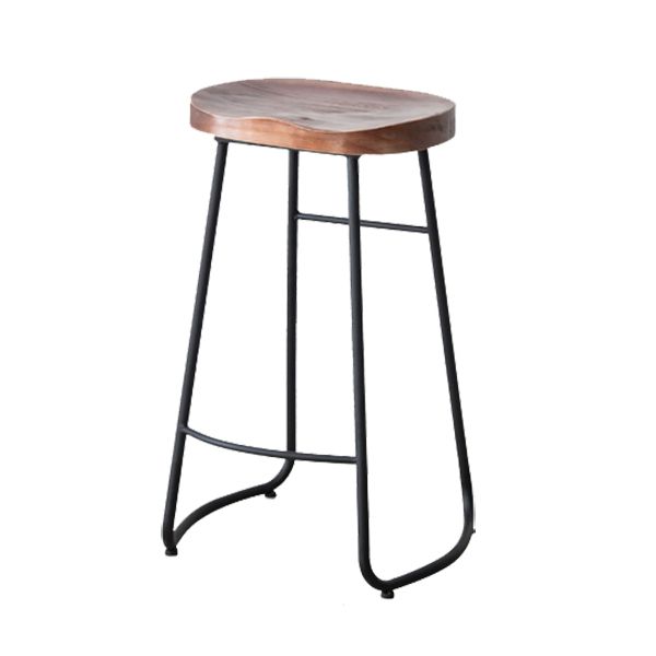 Contemporary Style Solid Wood Counter Stool Saddle Seat Bar Stool with Footrest