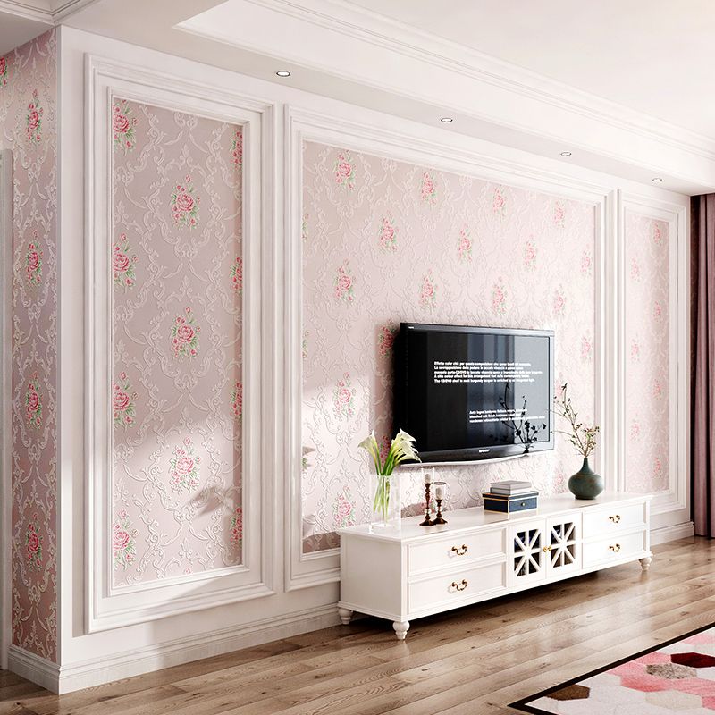 Countryside Flower Peony Wallpaper Light-Color Stain Resistant Wall Art for Bedroom