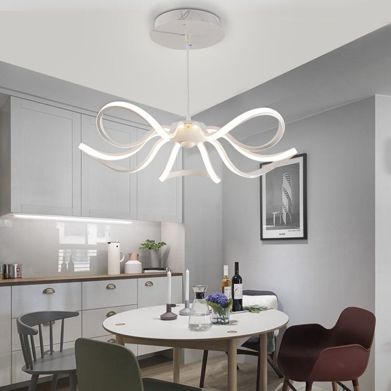 Modern Simple Flower Chandelier Lamp Aluminum LED Hanging Light for Dining Room