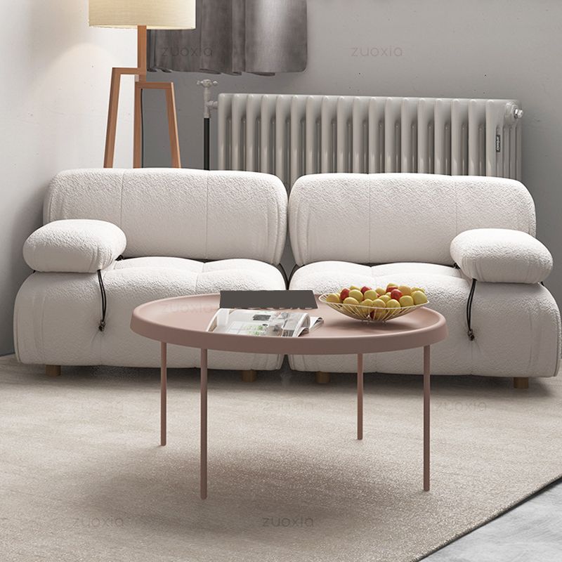 Mid-century Modern Steel Round Tray Top Coffee Table 4 Legs Cocktail Table