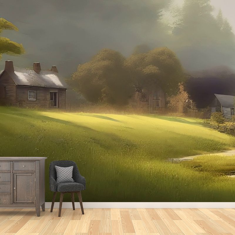 Illustrator Forest House Pattern Wall Mural Anti-fouling for Wall Decoration