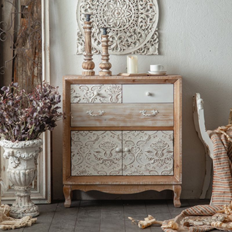 Industrial Espresso Accent Cabinet with Drawer Chest with Doors