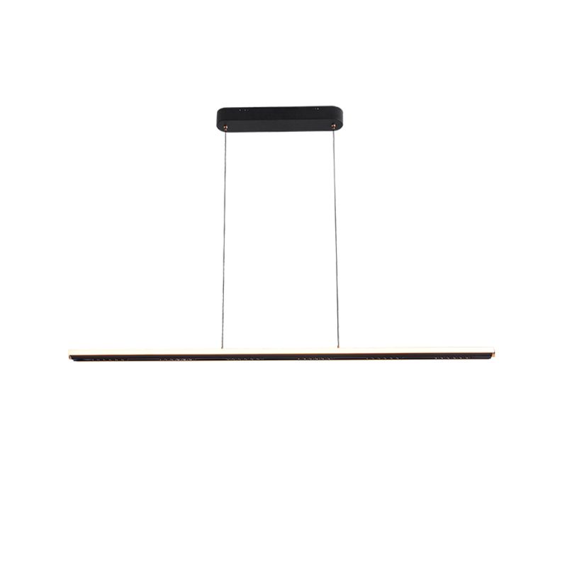 Modern LED Hanging Light Linear Metal Island Light Fixture for Dining Room
