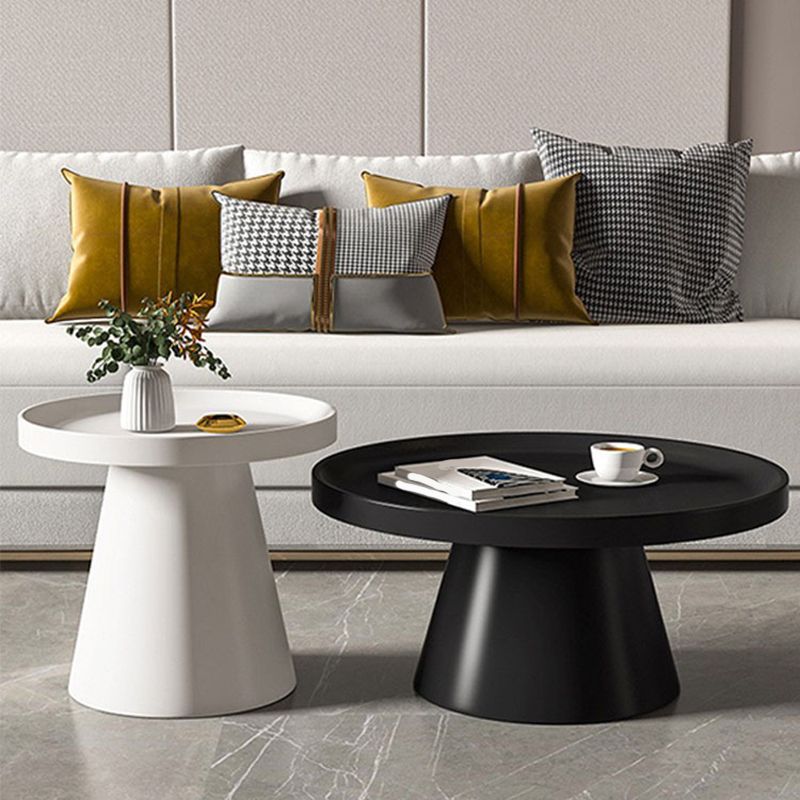 Modern Tray Top Pedestal Coffee Table Metal Round Table for Living Room