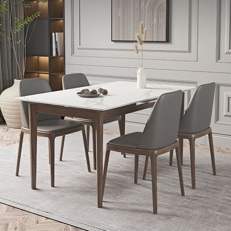 Nordic Extendable 1/4/5/7 Pieces Dining Set Sintered Stone Table with Leather Chairs