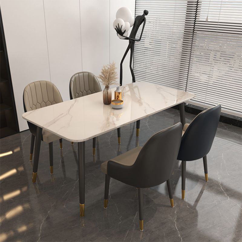 Glossy White Dining Table Set 1/5/7 Pieces Glam Dinette Set for Kitchen