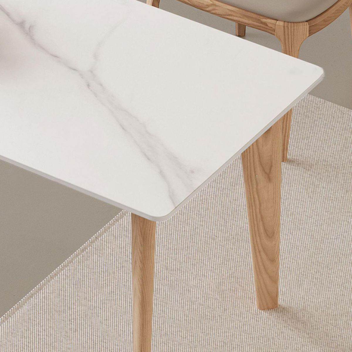 Modern Stone Top Dining Set 1/2/3/4 Pieces Dining Table Set with Leather Chairs