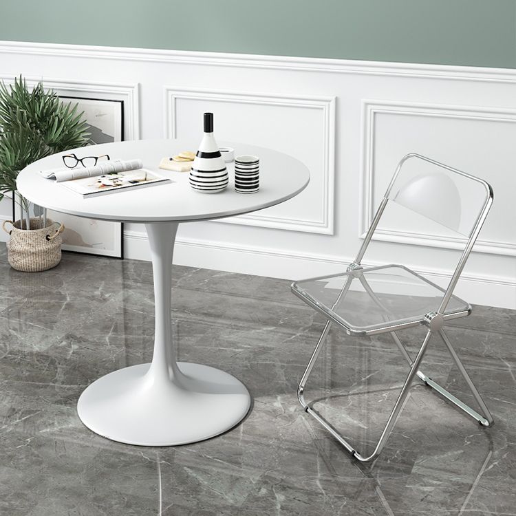 Minimalist White and Black Round Table with Tulip Style for 4 Person