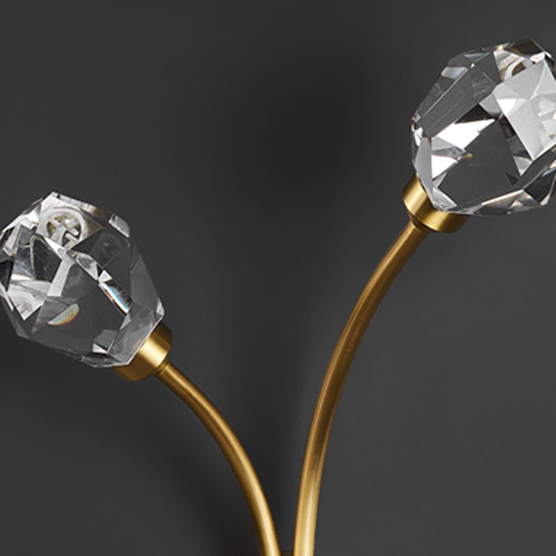 Modern Brass Wall Light 2 Lights Wall Sconce with Crystal for Living Room