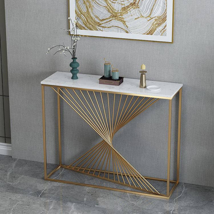 11.81-inch Wide Console Table Glam Marble Accent Table with 1 Shelf