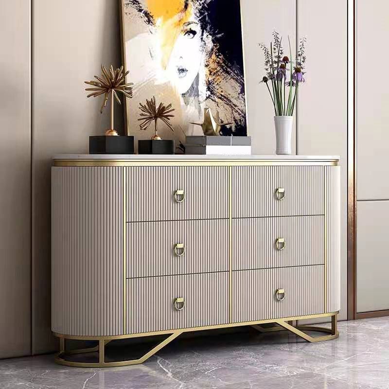 15.6-inch Width Classic Glam Storage Chest Stone Dresser with 6 Drawers