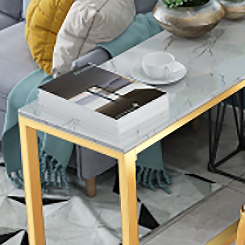 Glam Pub Table Stone Top Rectangle Bar Table for Indoor and Breakroom