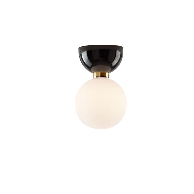 Ball Shape Ceiling Lamp Modern Simple Style Iron 1 Light Flush Mount with Glass Lampshade for Aisle
