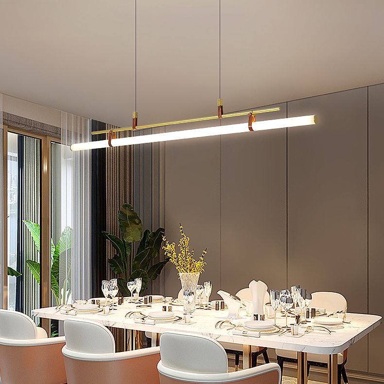 Lineare Metall Island Leuchte moderne Deckenheizlicht für Esszimmer