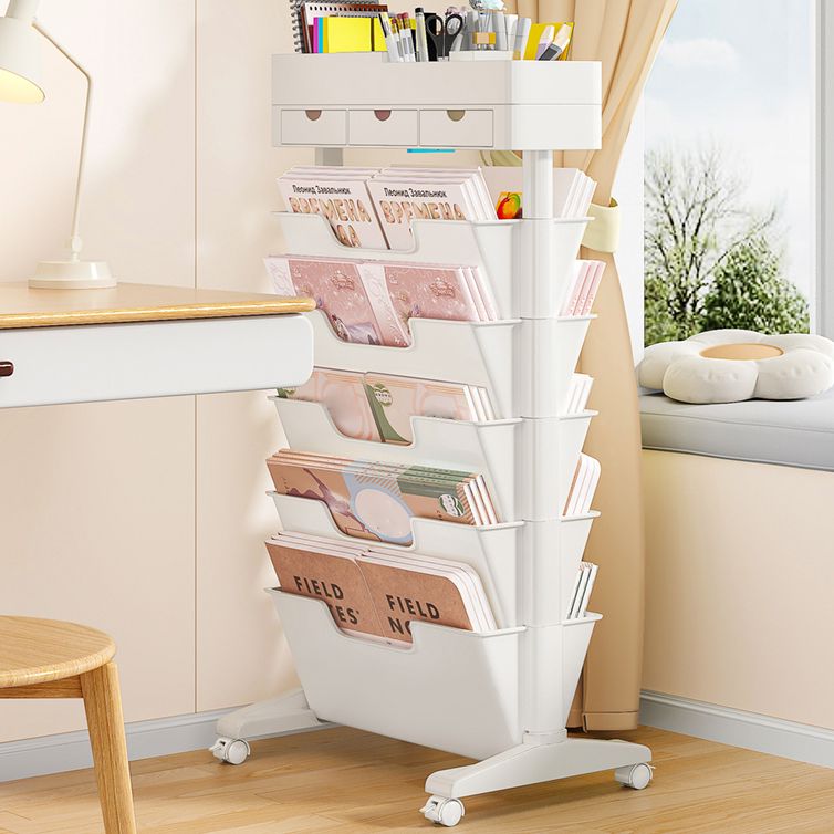 7.87"W Bookcase Contemporary Style Closed Back White Bookshelf for Home Office