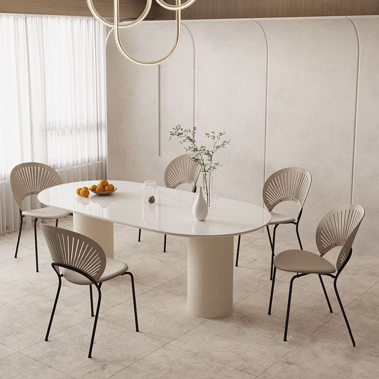 Dining Room Dinner Kitchen Table Double Pedestal Stone Oval Dining Table
