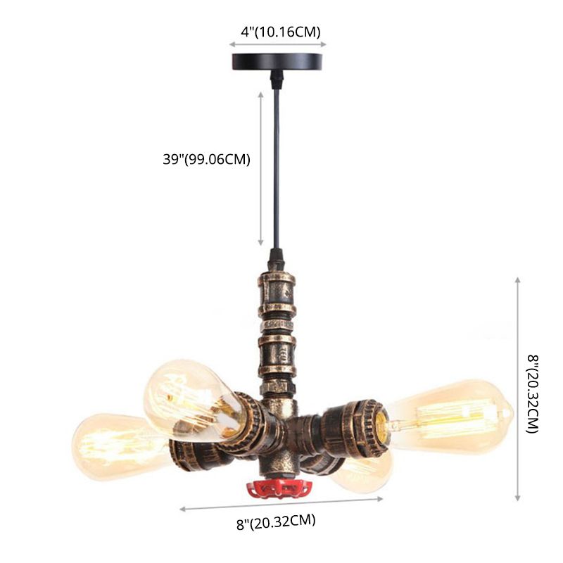 Metal Chandelier Light Fixture Water Pipe Industrial Style Chandelier Pendant Light