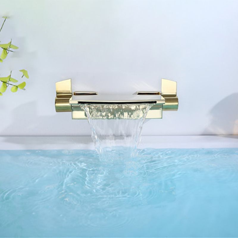 Wall Mounted Metal Tub Filler Low Arc Waterfall Bathroom Faucet