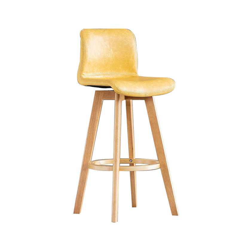 Contemporary Home Low Back Stool Matte Finish Leather Barstool