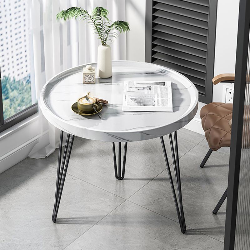 Wood 3 Legs Coffee Table Round Tray Top Coffee Table Minimalist