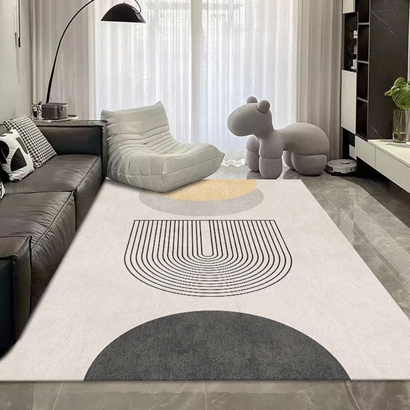 Contemporary Polyster Banded Pattern Bedroom Rectangle Stain Resistant Area Carpet