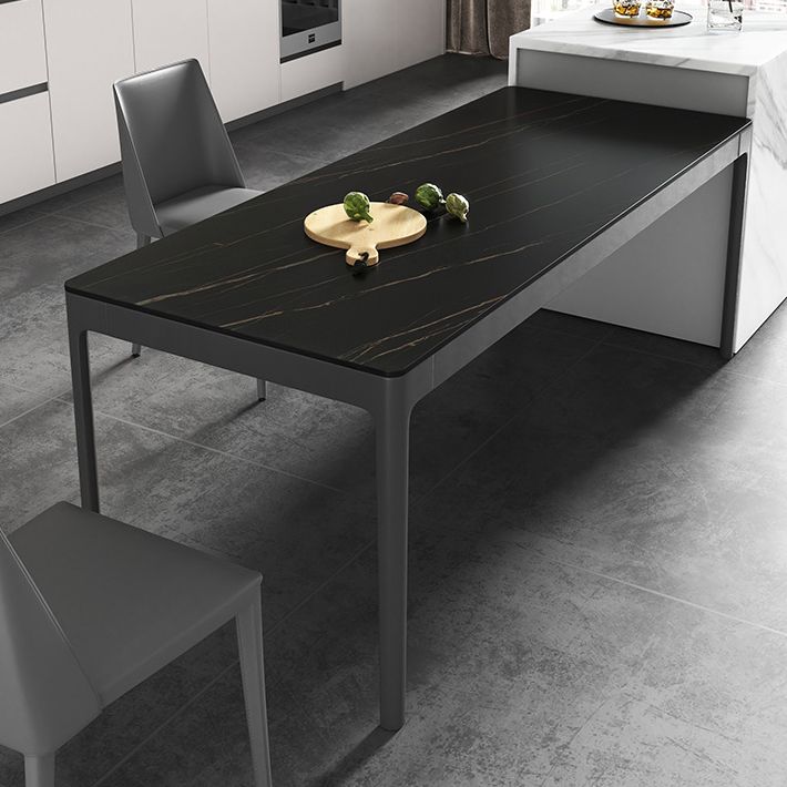 Cena de comedor de piedra sinterizada de estilo moderno Mesa de cocina Black Rectangle Mesa