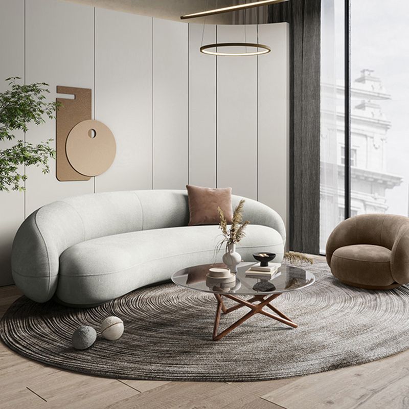 Contemporary Sofa with Tuxedo Arm for Living Room Curved Sofa