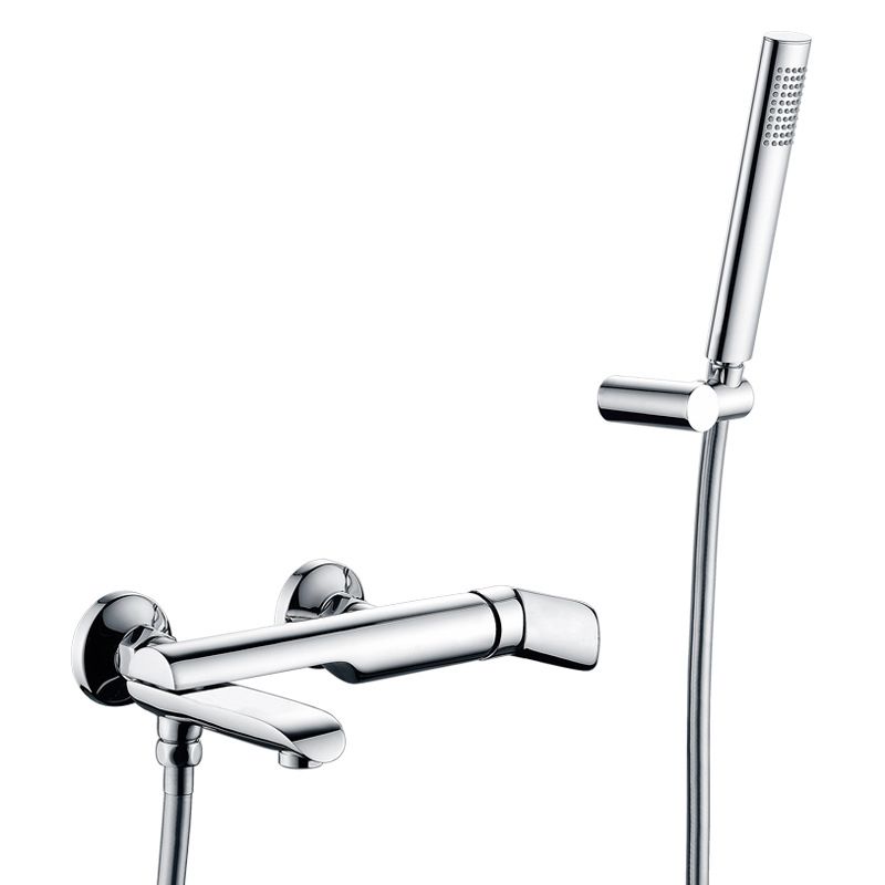 Contemporary Wall Mounted Copper Freestanding Tub Filler Single Handle Faucet